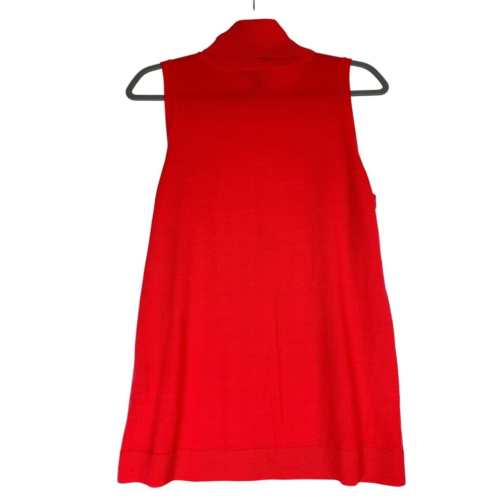 Halogen Sleeveless Merino Wool Sweater Tank S Coral Orange Turtleneck Resort - Picture 5 of 7
